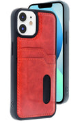 Mey İthalat® iPhone 11 Kılıf Sara Kartvizitli Deri Kılıf - Kırmızı