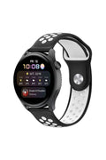 Mey İthalat® Watch 20mm Spor Delikli Kordon - Siyah-Beyaz