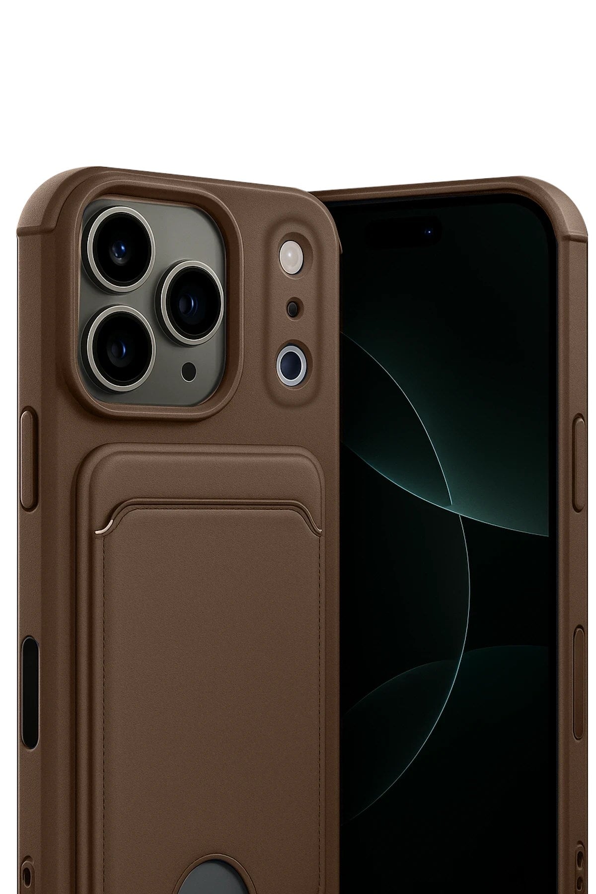 Mey İthalat® iPhone 17 Pro Kelvin Kartvizitli Silikon - Kahverengi