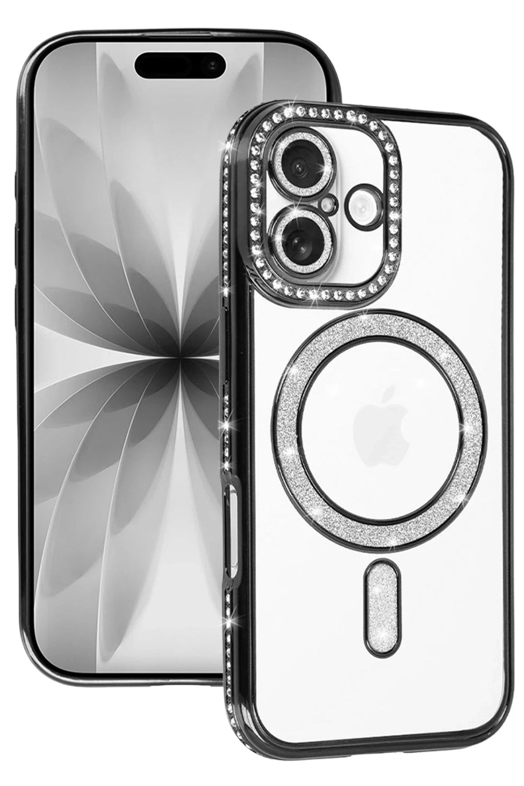 Mey İthalat® iPhone 17 Joke Simli Magneticsafe Kılıf - Siyah