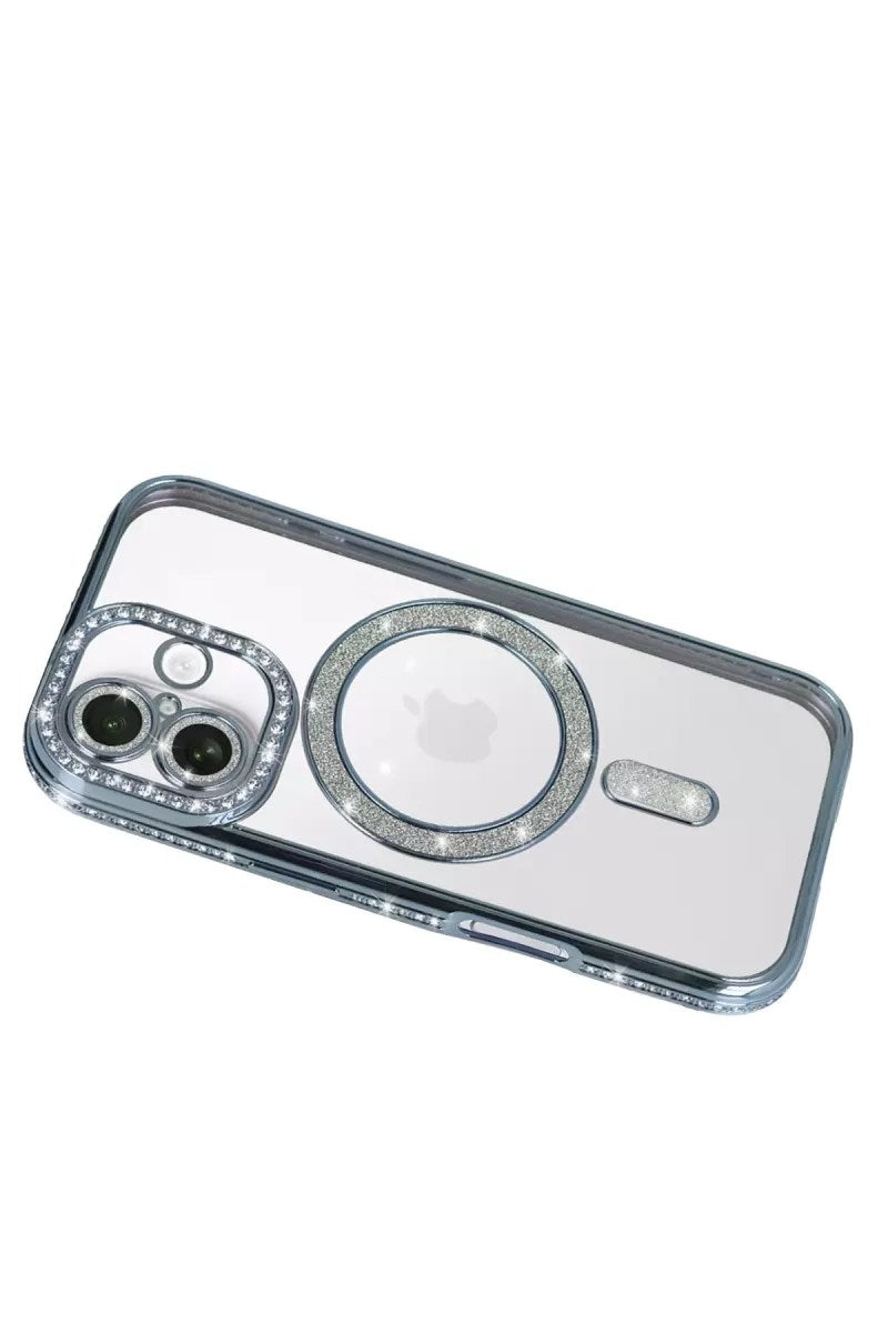 Mey İthalat® iPhone 17 Joke Simli Magneticsafe Kılıf - Mavi
