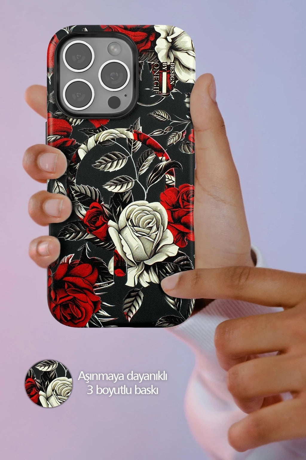 Mey İthalat® iPhone 16 Pro Flower Series Magsafe Kapak - Mavi