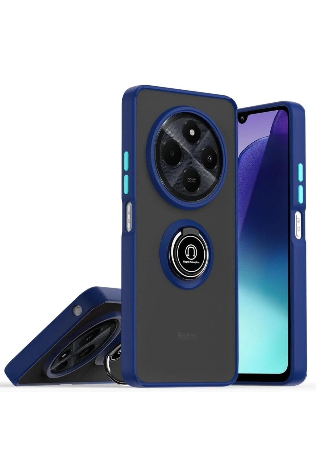 Mey İthalat® Realme C75 4G Kılıf Montreal Yüzüklü Silikon Kapak - Lacivert