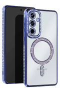 Mey İthalat® Samsung Galaxy A55 5G Joke Simli Magneticsafe Kılıf - Mavi