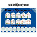 Çocuklar İçin Renkli "namaz Öğreniyorum" Afişi - 33x48 Cm Figürlü Eğitim Materyali Erkek