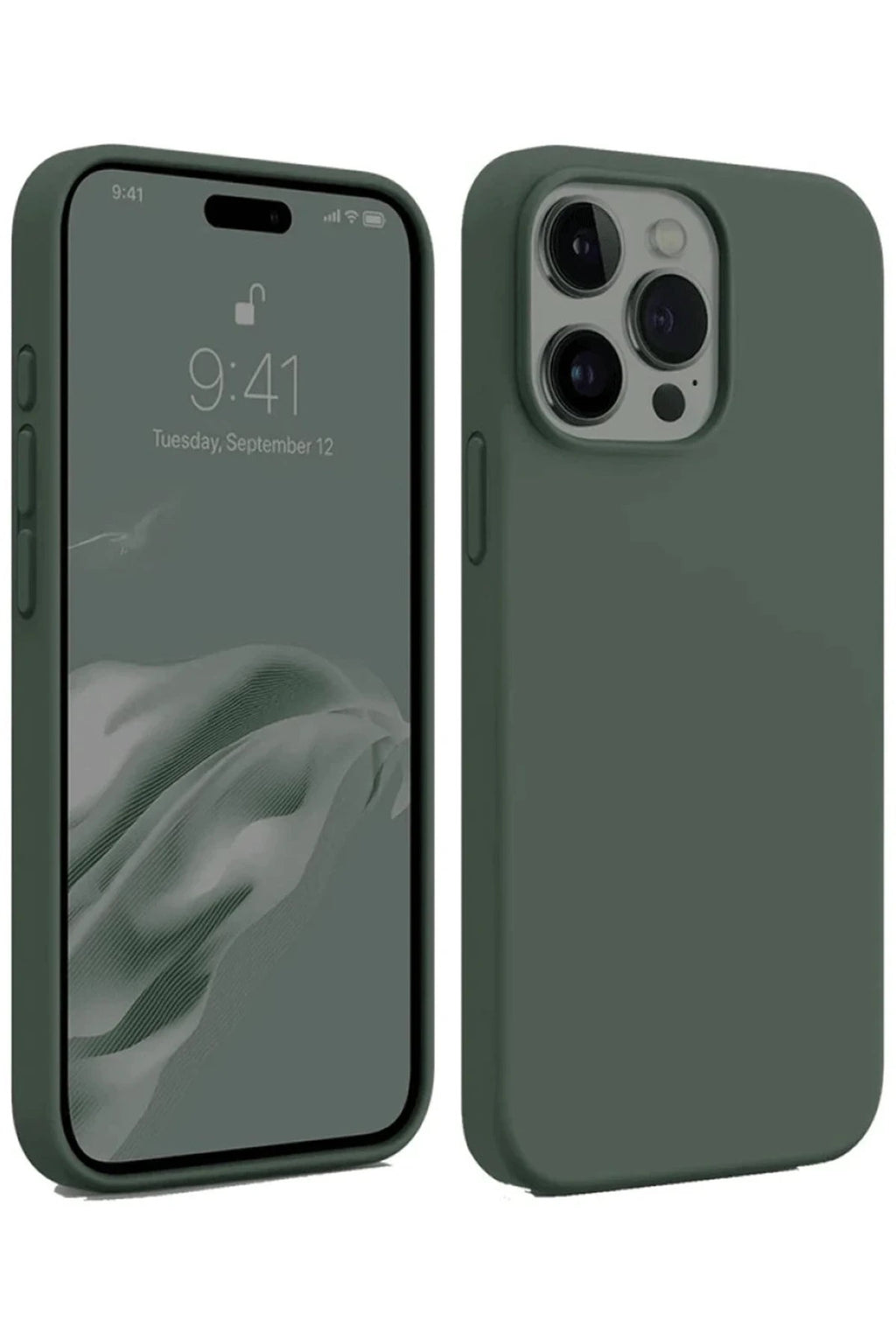 Mey İthalat® iPhone 15 Pro Max Kılıf First Silikon - Koyu Yeşil