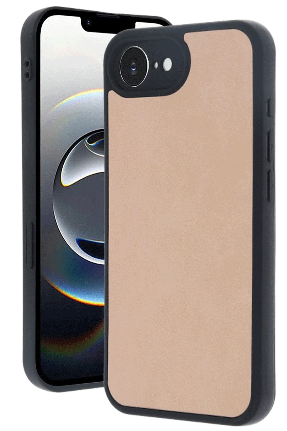 Mey İthalat® iPhone 16E Kılıf Aras Deri Kapak - Pudra