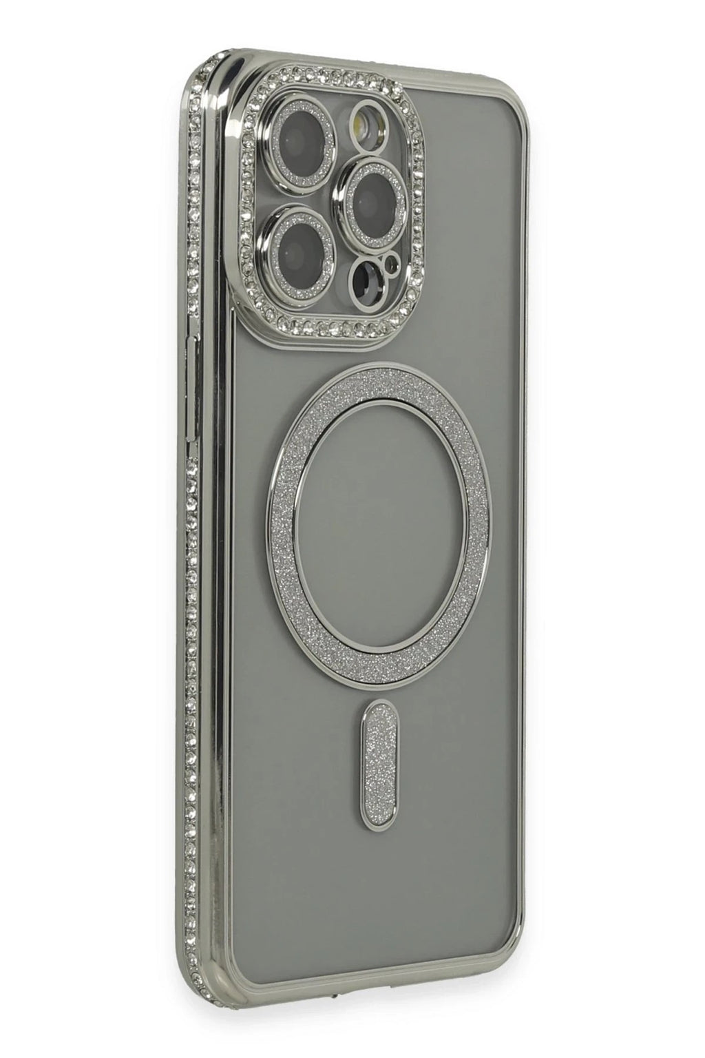 Mey İthalat® iPhone 15 Pro Kılıf Joke Simli Magneticsafe Kılıf - Gri