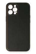 Mey İthalat® iPhone 12 Pro Max Kılıf Coco Deri Silikon Kapak - Siyah