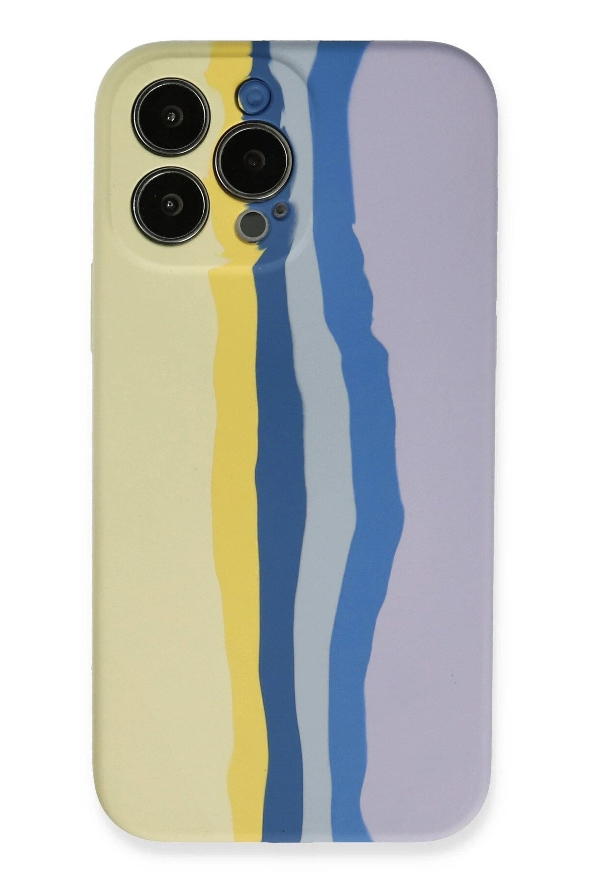 Mey İthalat® iPhone 13 Pro Kılıf Ebruli Lansman Silikon - Sarı-Lila