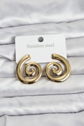 Mey İthalat® 316L Çelik Gold Renk Sarmal Modelli Kadın Küpe