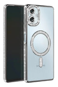 Mey İthalat® Samsung Galaxy A06 Joke Simli Magneticsafe Kılıf - Gümüş