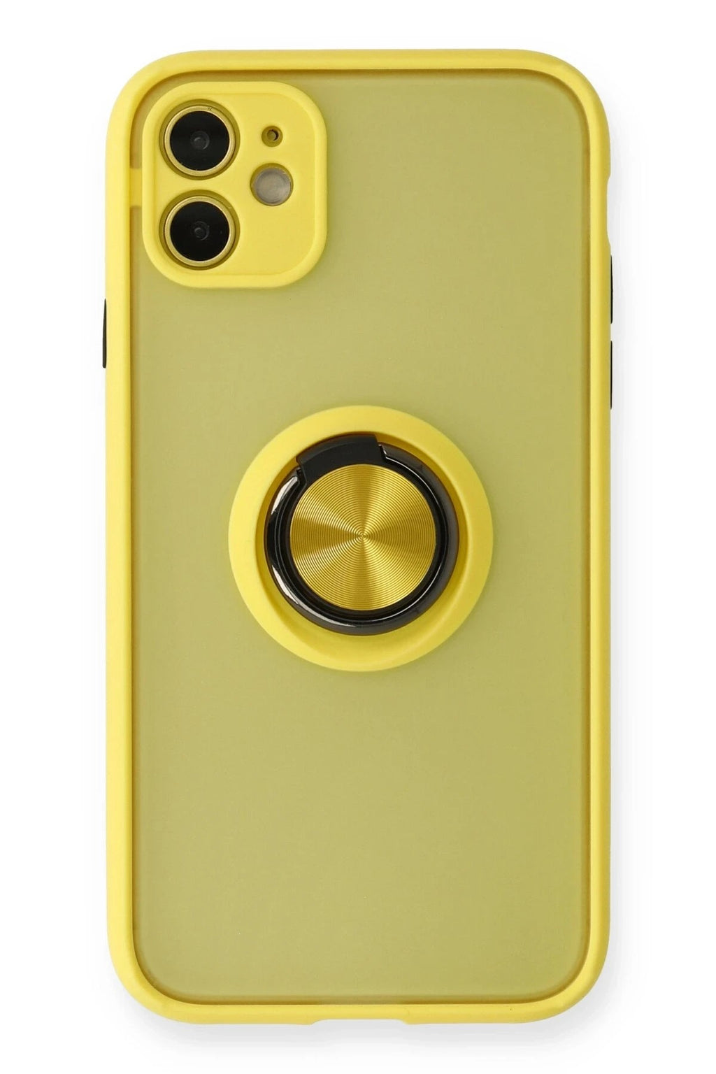 Mey İthalat® iPhone 11 Kılıf Montreal Yüzüklü Silikon Kapak - Sarı