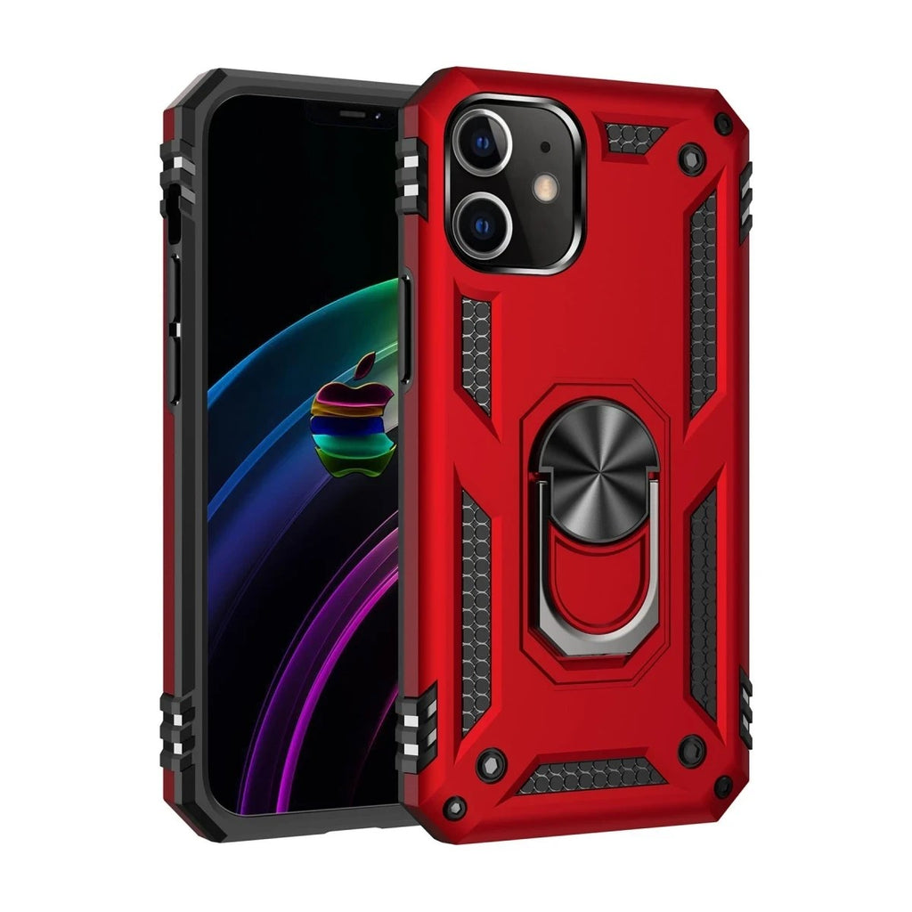Mey İthalat® iPhone 12 Mini Kılıf Sofya Yüzüklü Silikon Kapak - Kırmızı