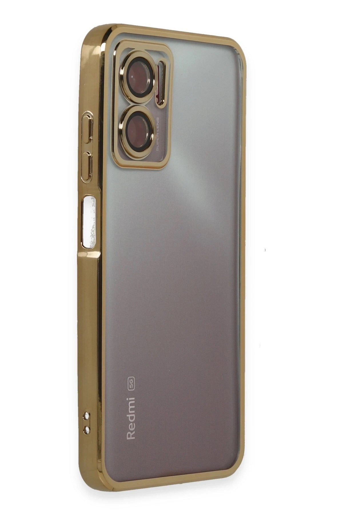 Mey İthalat® Redmi Note 11E Kılıf Lensli Silikon - Gold