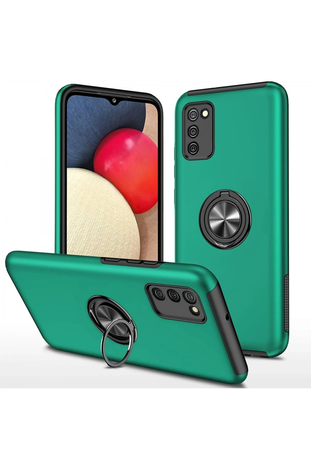 Mey İthalat® Samsung Galaxy A02S Kılıf Elit Yüzüklü Kapak - Yeşil