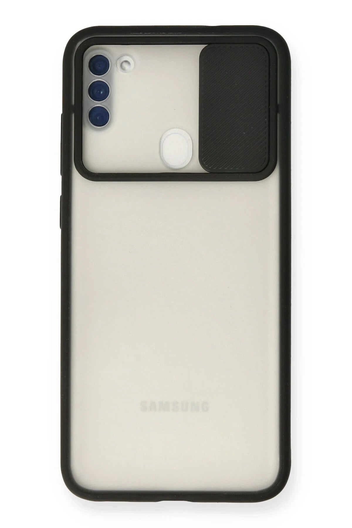 Mey İthalat® Samsung Galaxy A11 Kılıf Palm Buzlu Kamera Sürgülü Silikon - Siyah