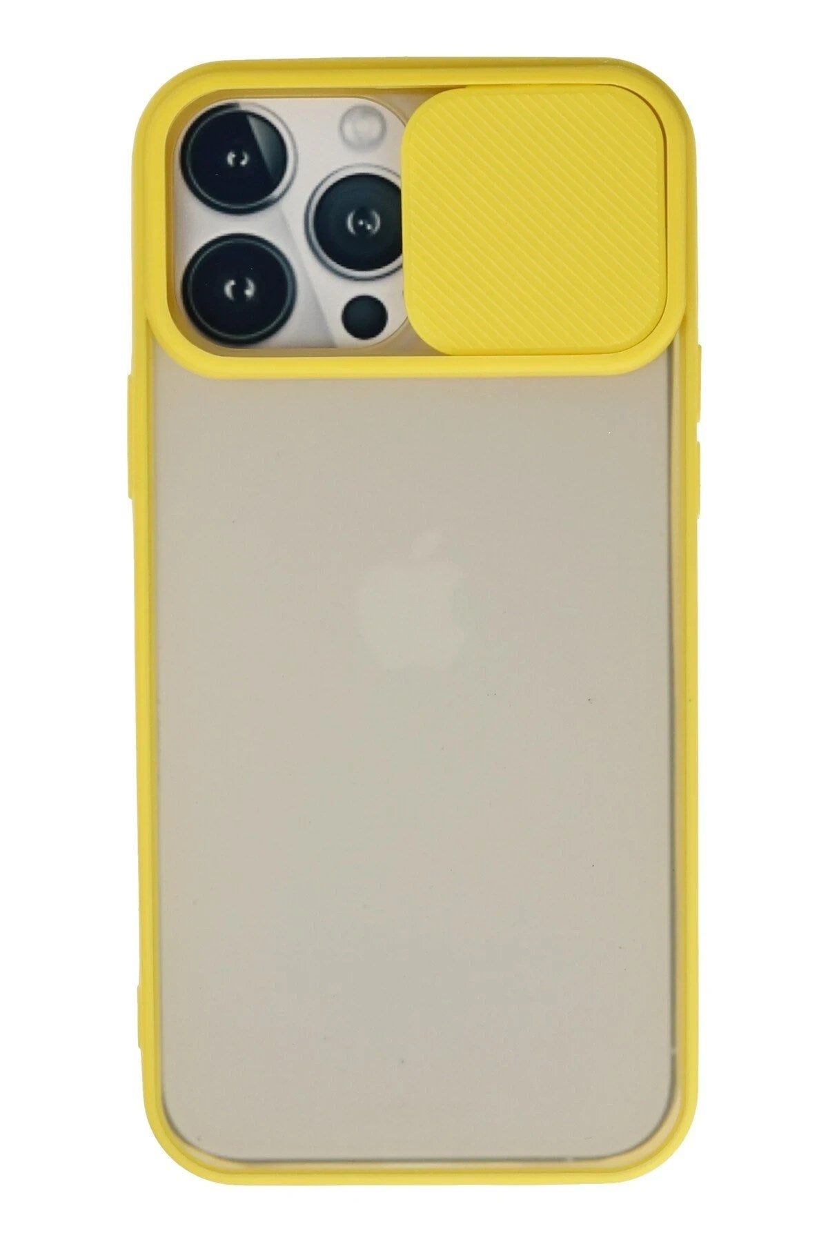 Mey İthalat® iPhone 13 Pro Max Kılıf Palm Buzlu Kamera Sürgülü Silikon - Sarı