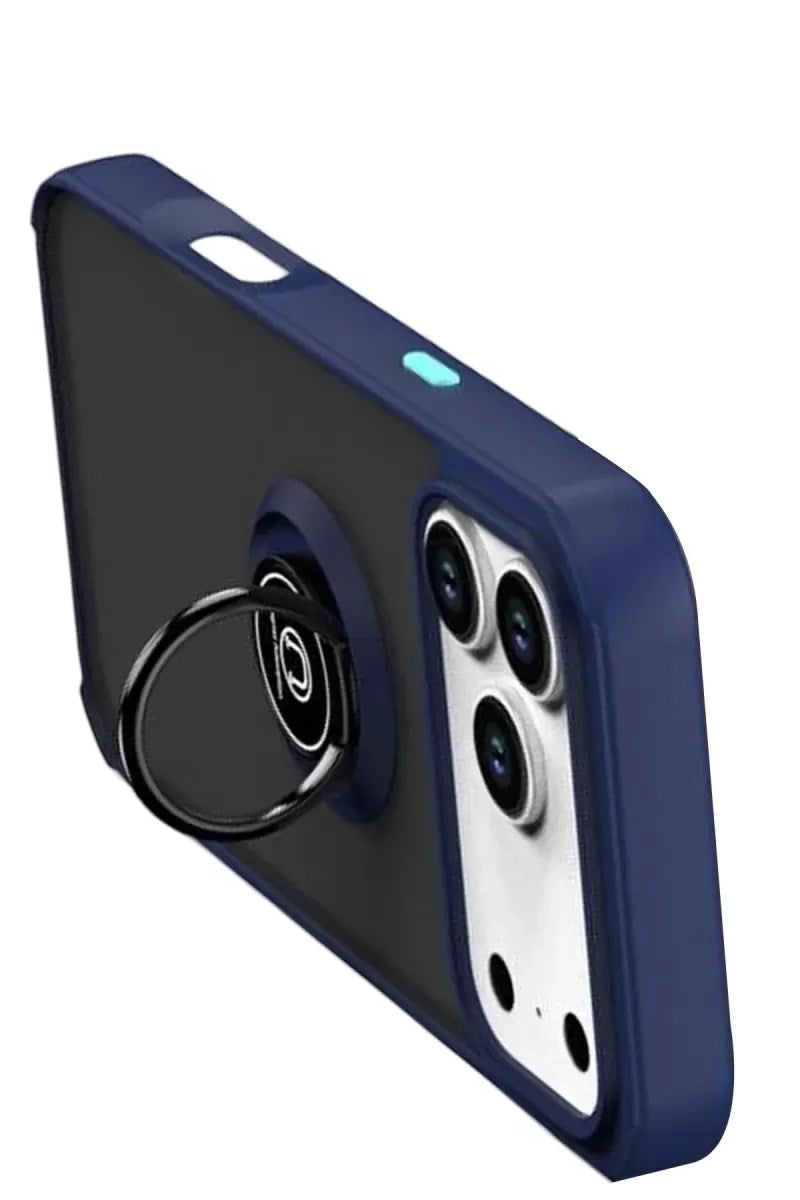 Mey İthalat® iPhone 17 Pro Max Montreal Yüzüklü Silikon Kapak - Lacivert