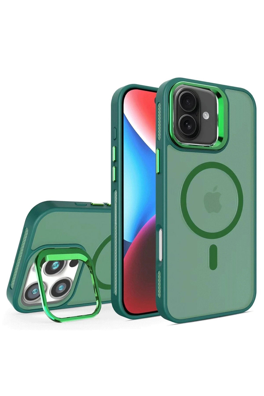 Mey İthalat® iPhone 16 Flet Lens Magsafe Kapak - Koyu Yeşil