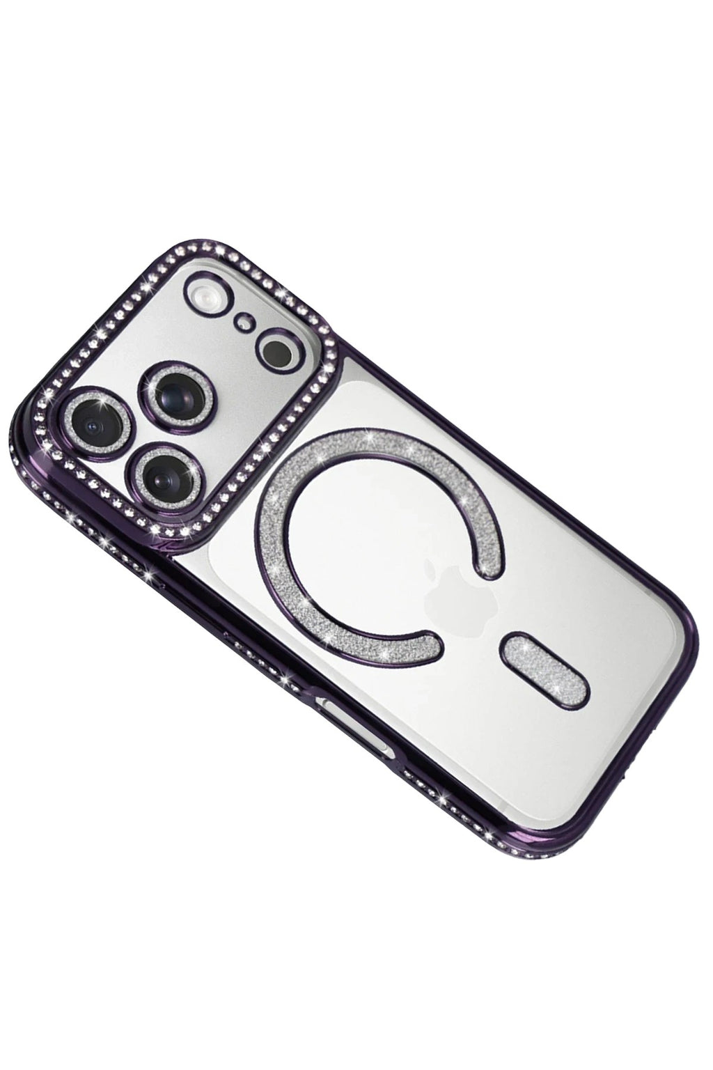 Mey İthalat® iPhone 17 Pro Max Joke Simli Magneticsafe Kılıf - Derin Mor