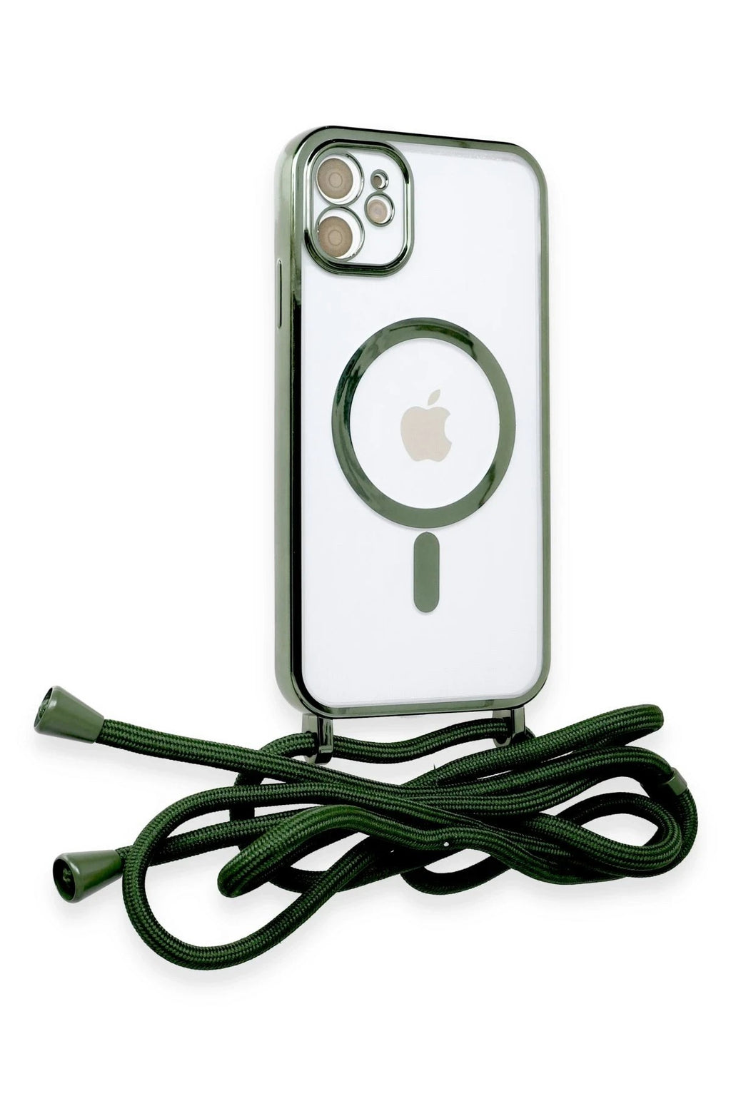 Mey İthalat® iPhone 12 Kılıf Divo Lazer Askılı Magsafe Kapak - Koyu Yeşil
