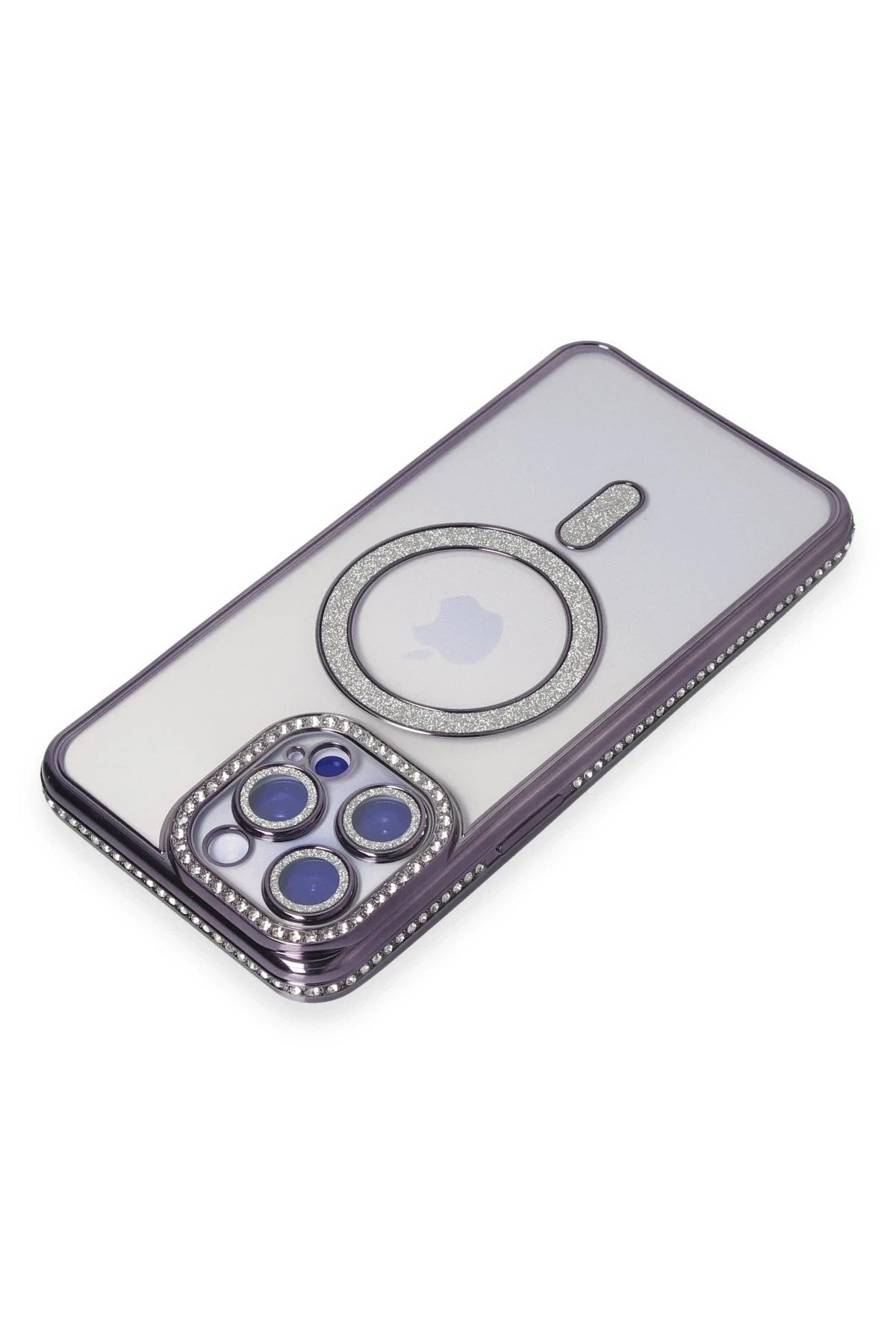 Mey İthalat® iPhone 15 Pro Max Kılıf Joke Simli Magneticsafe Kılıf - Derin Mor