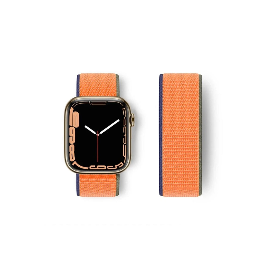 Mey İthalat® Watch 38mm Hasırlı Cırtcırtlı Kordon - Lacivert-Turuncu