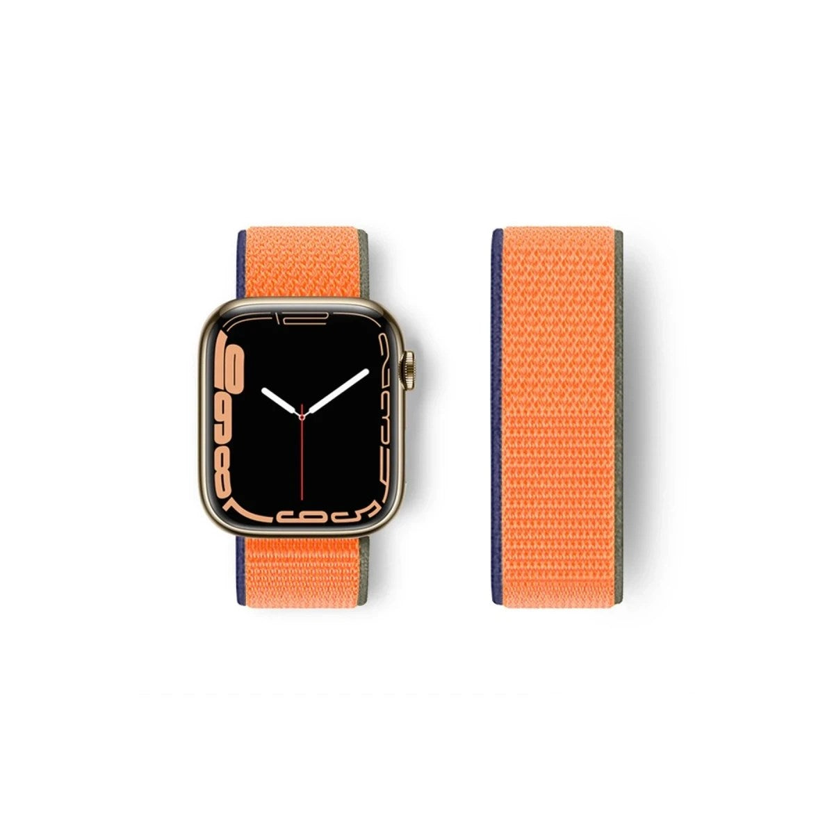 Mey İthalat® Watch 38mm Hasırlı Cırtcırtlı Kordon - Lacivert-Turuncu