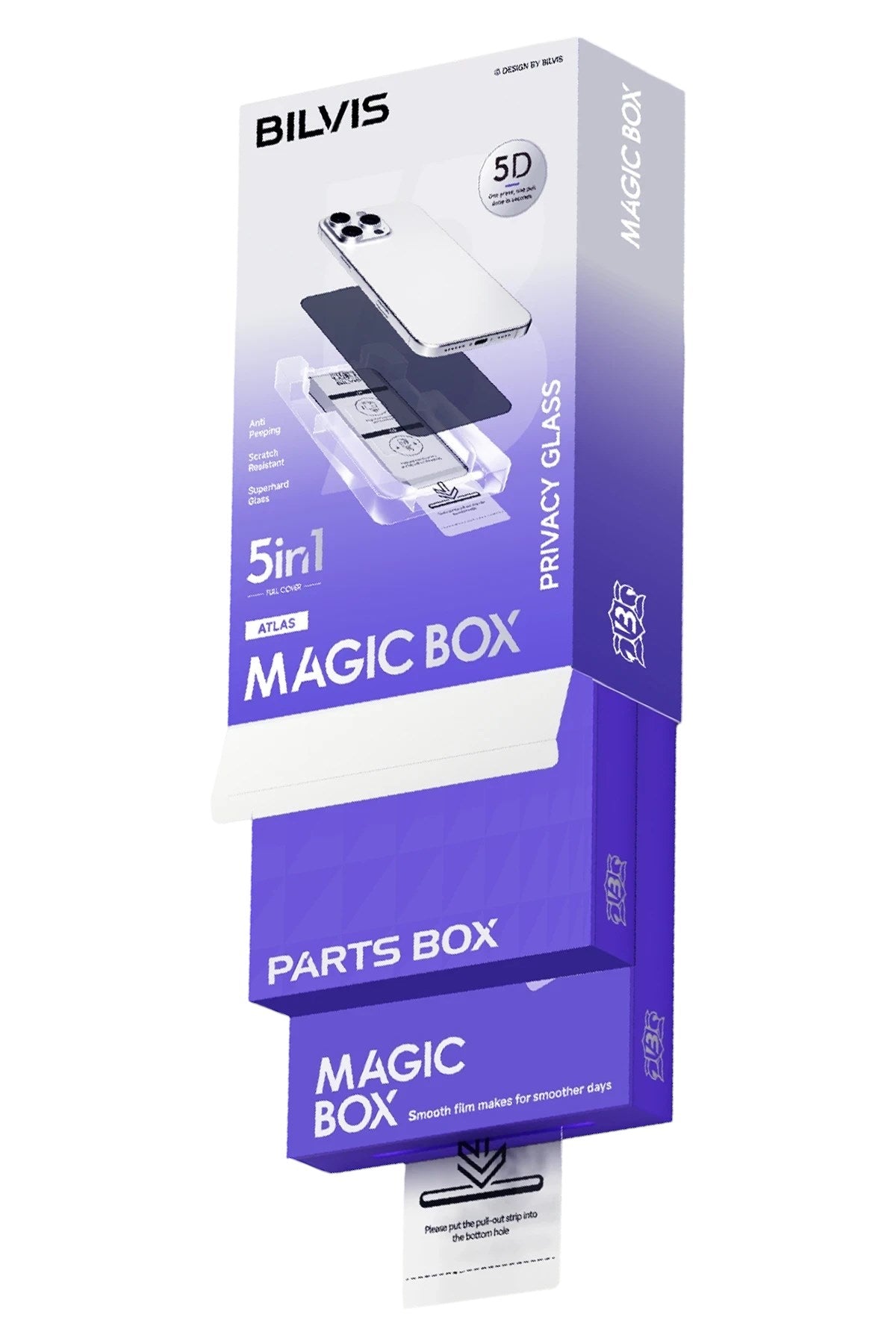 Mey İthalat® iPhone 16 Pro Max Bilvis 5in1 5D Magic Hayalet Cam Ekran Koruyucu - Siyah