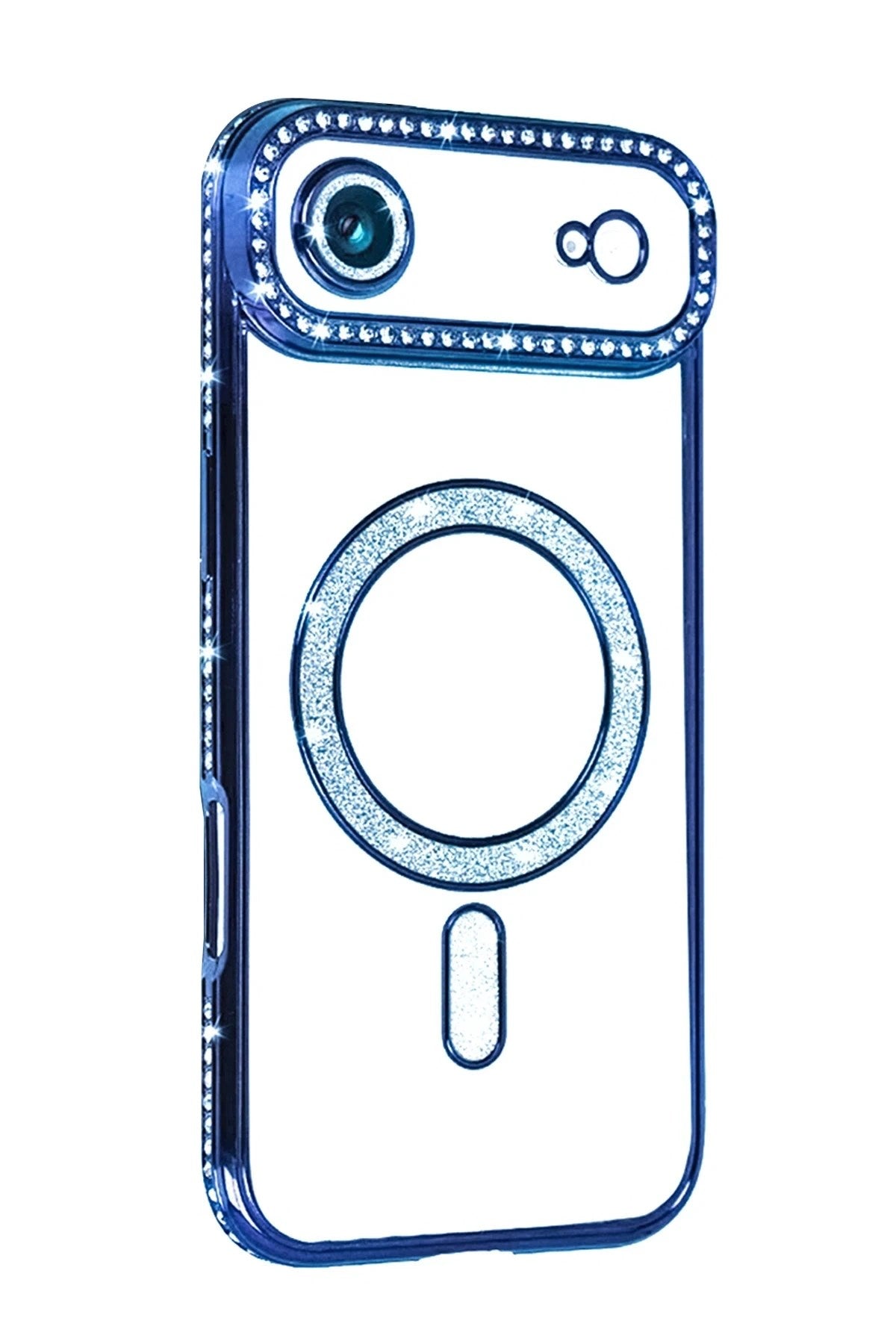 Mey İthalat® iPhone 17 Air Joke Simli Magneticsafe Kılıf - Mavi