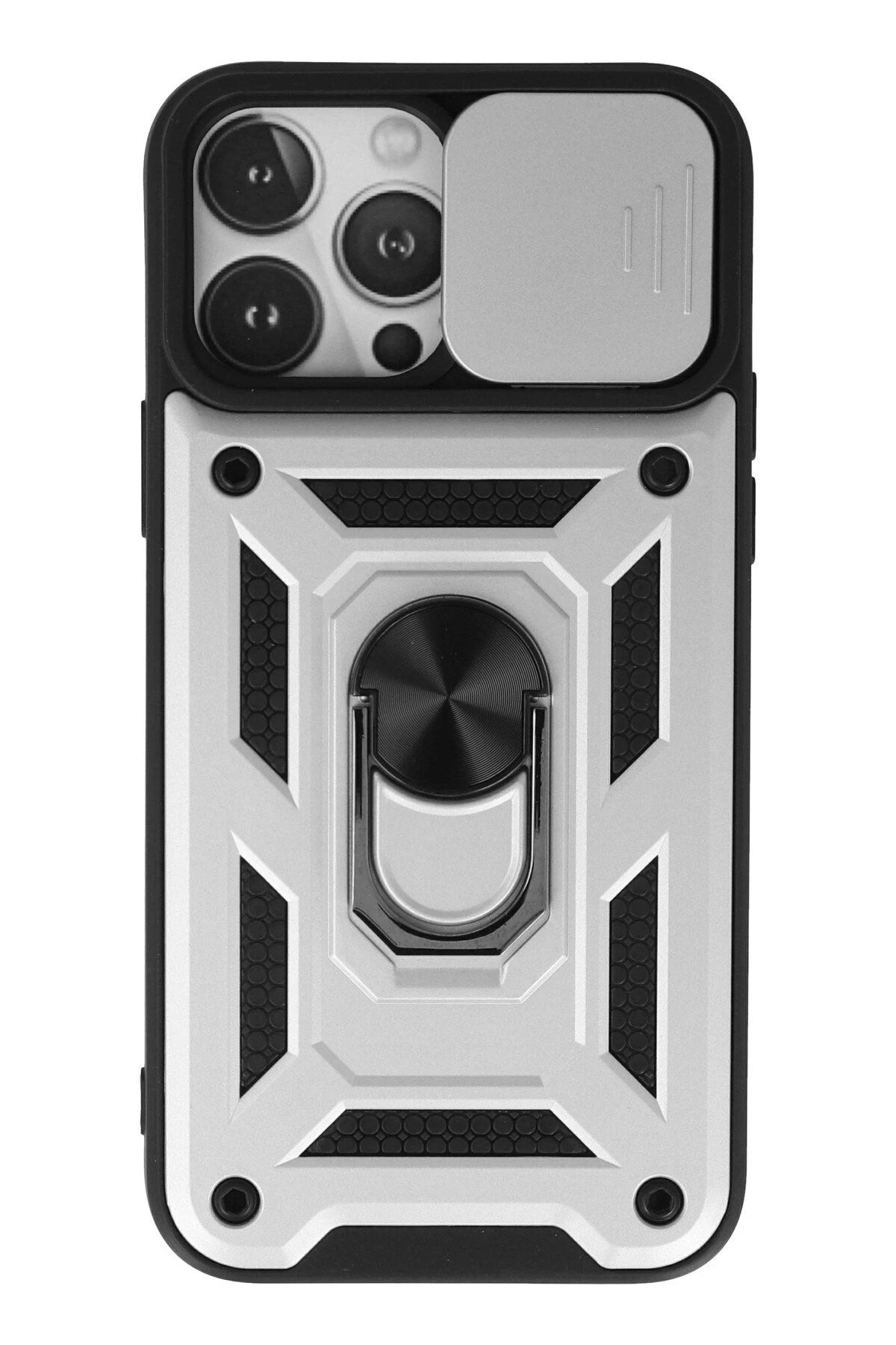Mey İthalat® iPhone 13 Pro Kılıf Pars Lens Yüzüklü Silikon - Gümüş