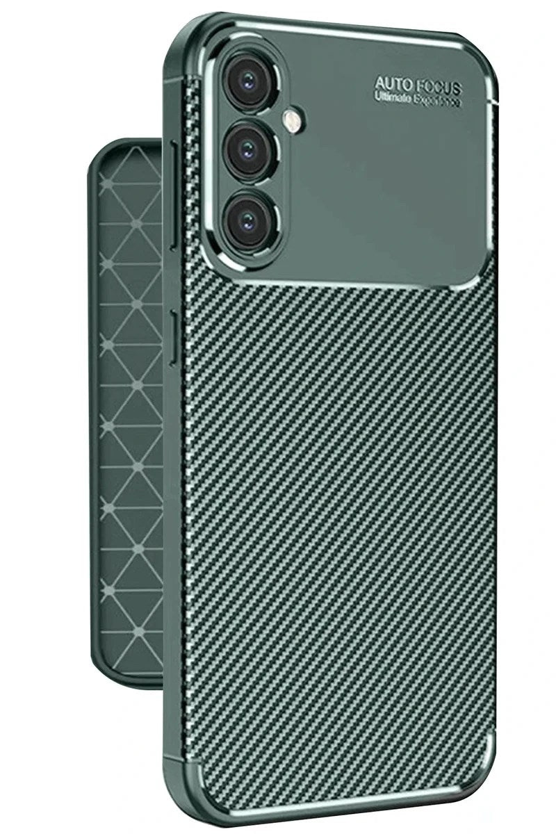 Mey İthalat® Samsung Galaxy A56 Kılıf Auto Focus Karbon Kapak - Koyu Yeşil
