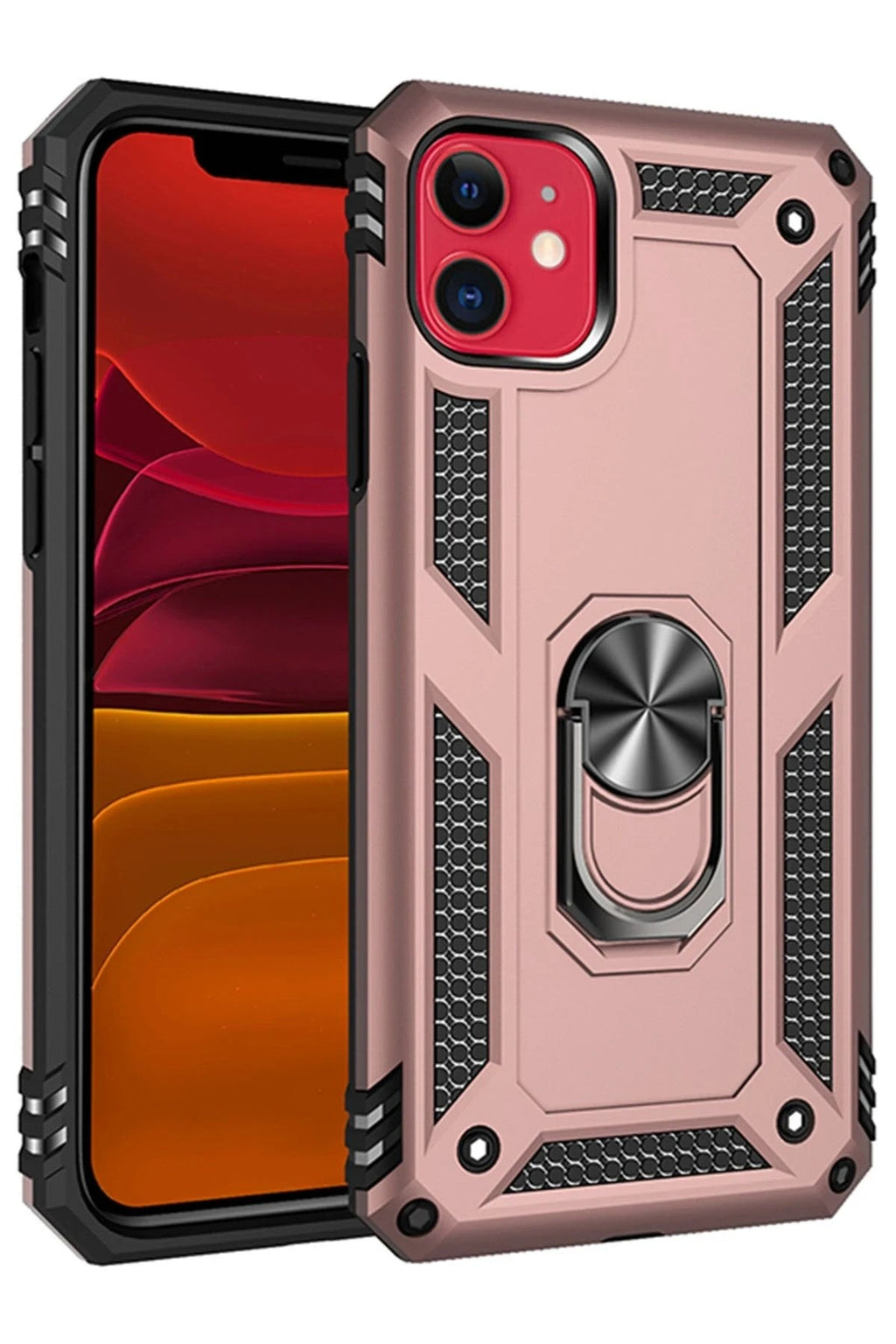 Mey İthalat® iPhone 11 Kılıf Sofya Yüzüklü Silikon Kapak - Rose