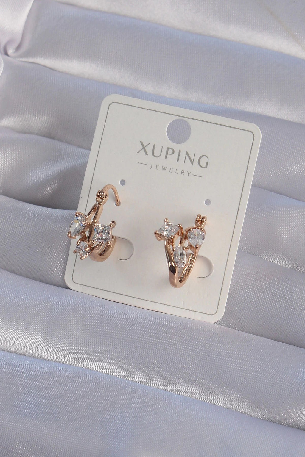 Mey İthalat® XUPİNG Rose Renk Zirkon Taşlı Halka Küpe