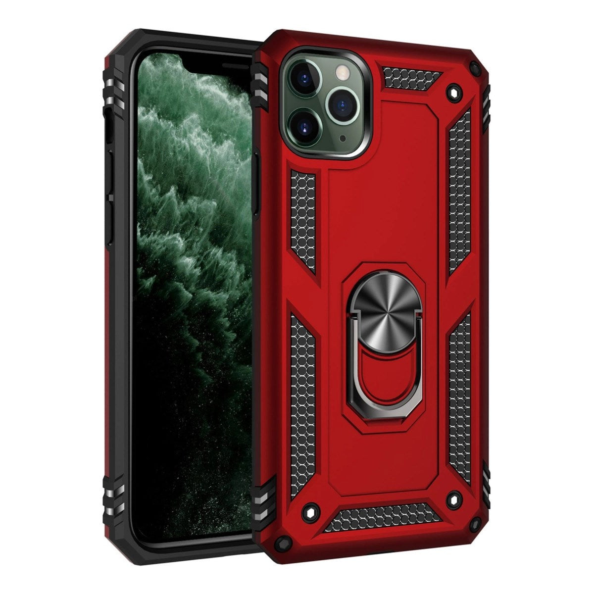 Mey İthalat® iPhone 11 Pro Kılıf Sofya Yüzüklü Silikon Kapak - Kırmızı