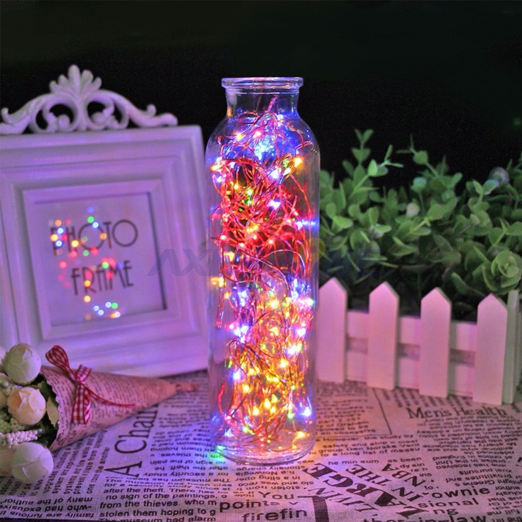 Pilli Renkli Peri Led Işık Saçak 10 Metre Dekoratif Aydınlatma (RGB)