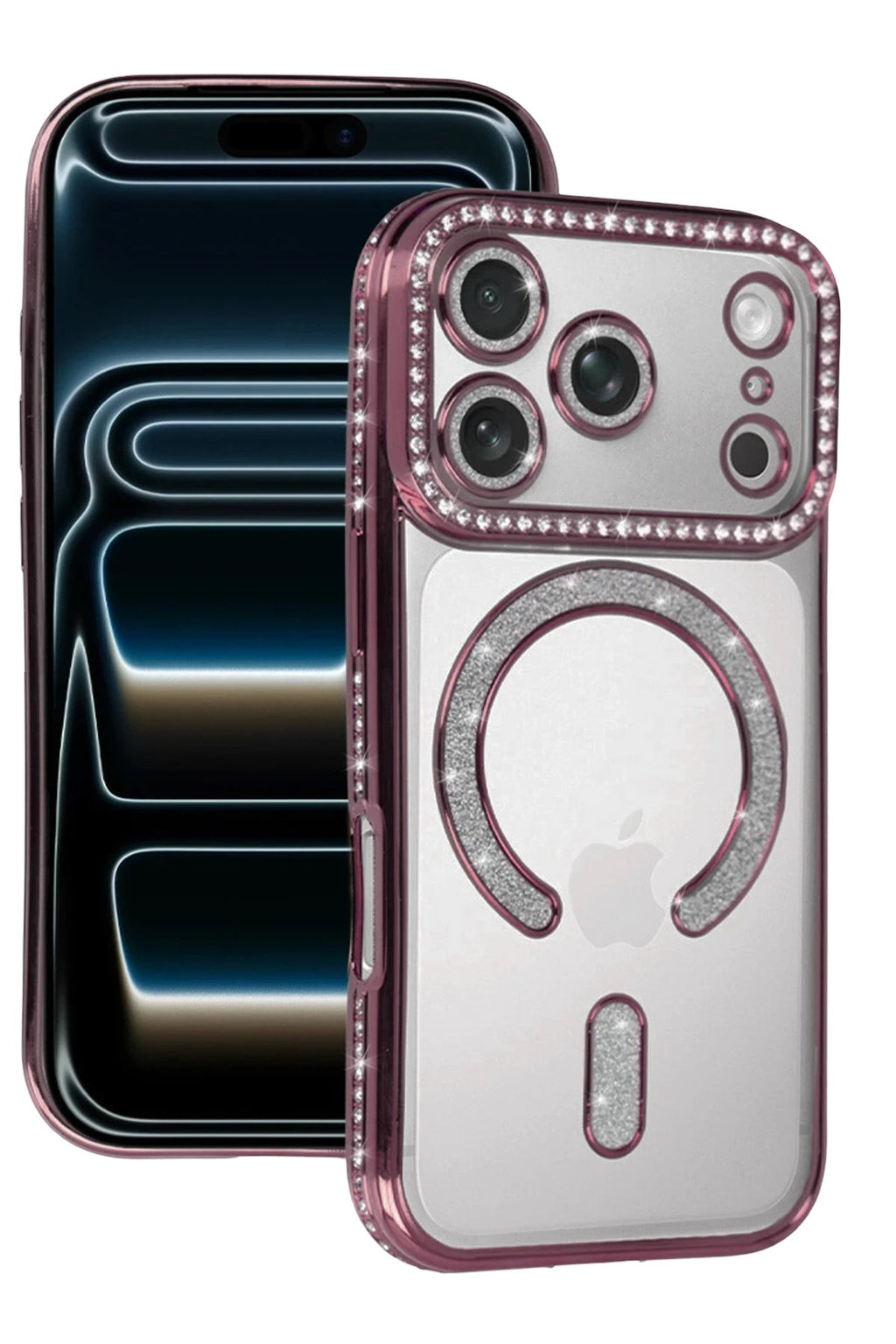 Mey İthalat® iPhone 17 Pro Max Joke Simli Magneticsafe Kılıf - Pembe
