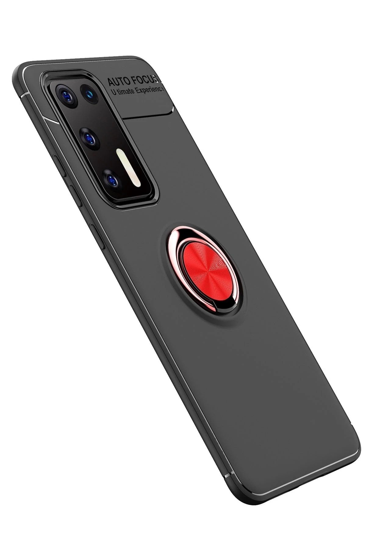 Mey İthalat® Huawei P40 Kılıf Range Yüzüklü Silikon - Siyah-Kırmızı