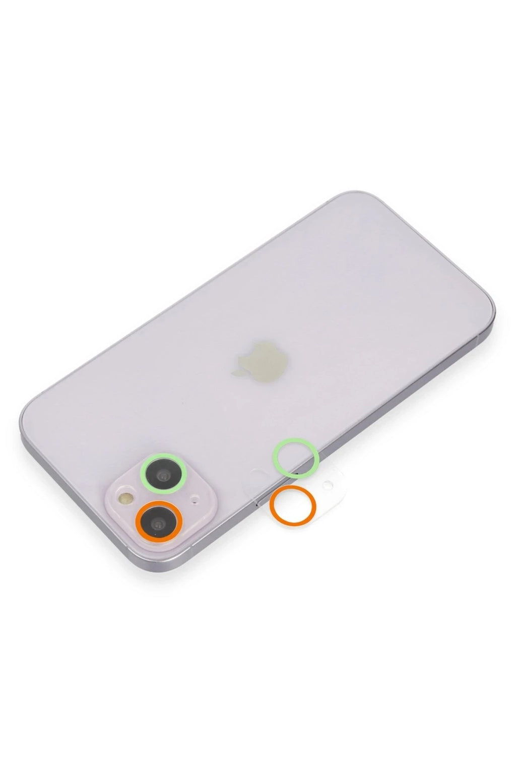 Mey İthalat® iPhone 13 Mini Renkli Kamera Lens Koruma Cam - Turuncu-Yeşil