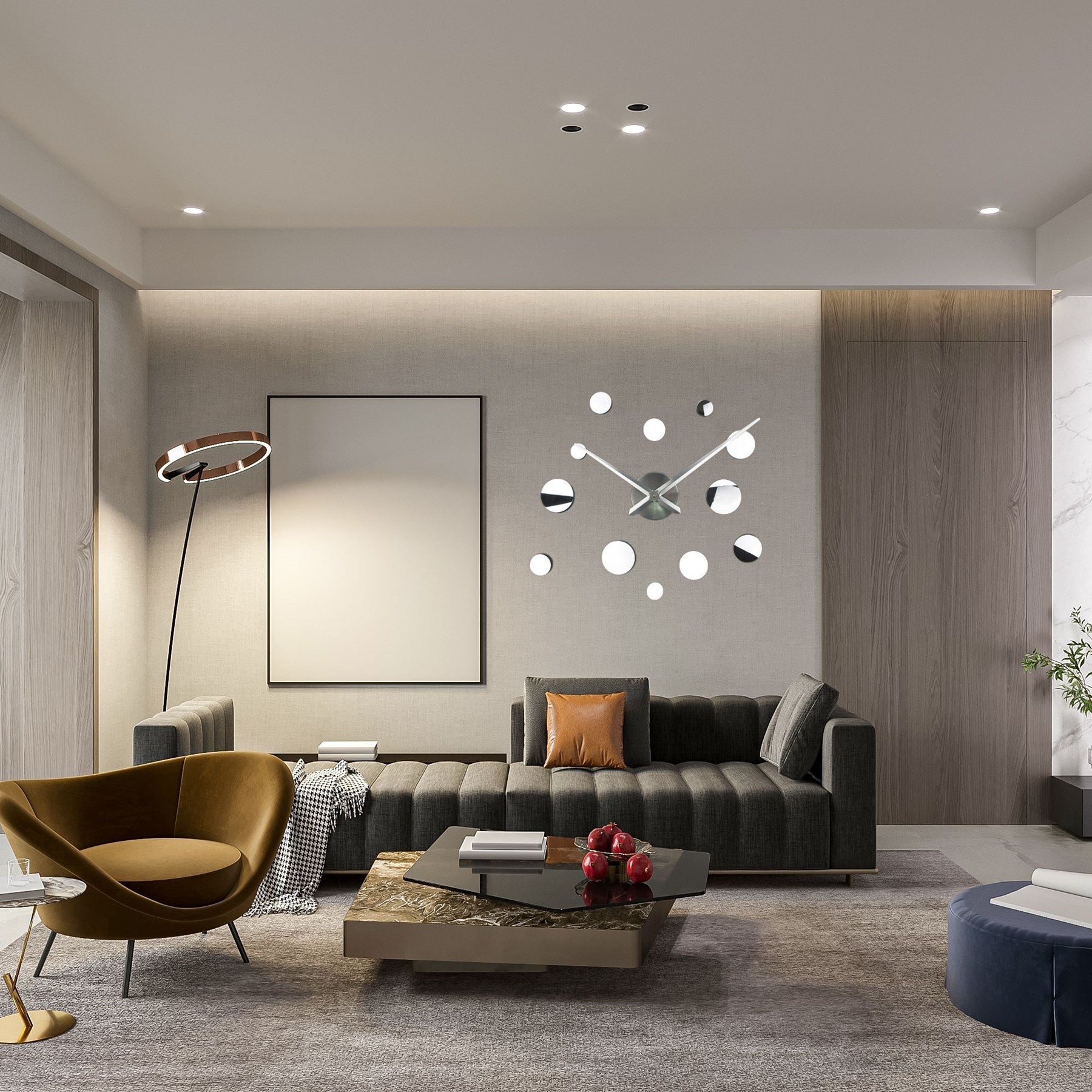 3D Aynalı Yuvarlak Dekoratif Kendin Yap DIY Duvar Saati