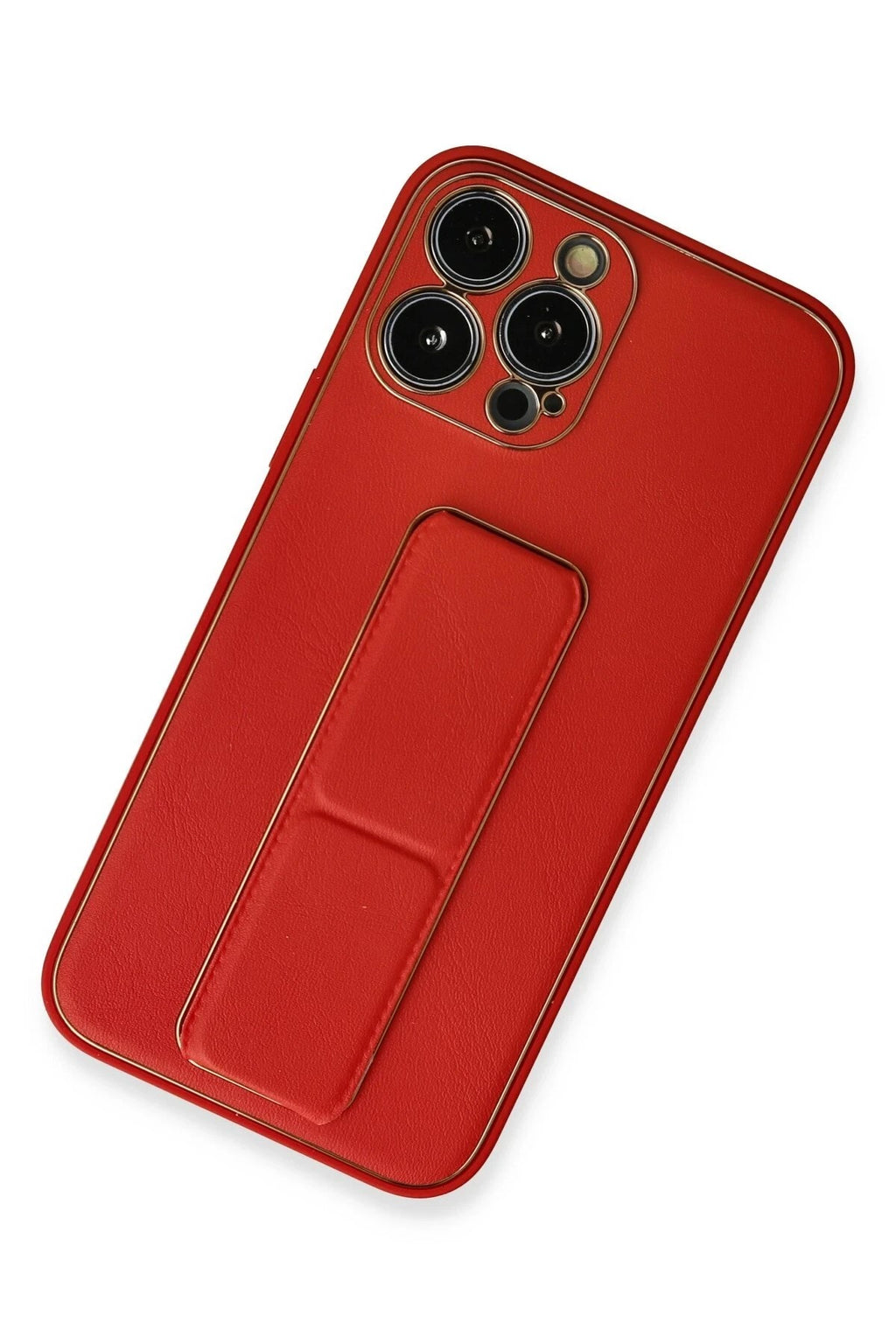 Mey İthalat® iPhone 13 Pro Max Kılıf Coco Deri Standlı Kapak - Kırmızı