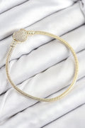 Mey İthalat® Pirinç Charm Zirkon Taşlı Kalp Model Gold Renk Kadın Bileklik