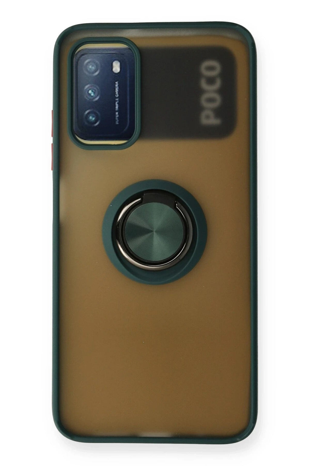Mey İthalat® Redmi 9T Kılıf Montreal Yüzüklü Silikon Kapak - Yeşil