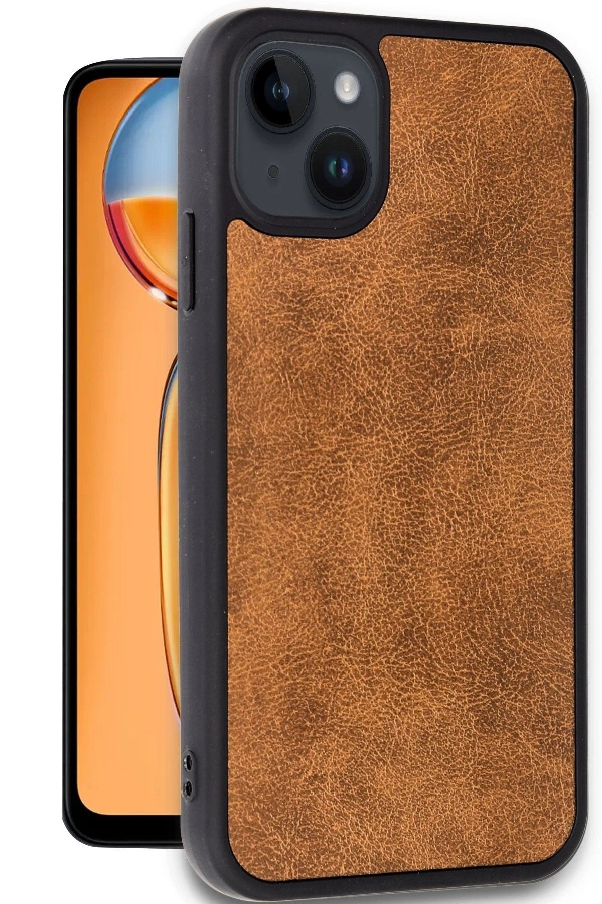 Mey İthalat® iPhone 15 Kılıf Aras Deri Kapak - Taba