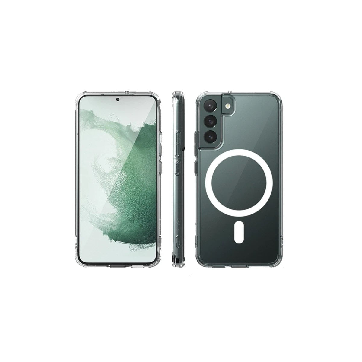 Mey İthalat® Samsung Galaxy S22 Kılıf Magneticsafe Şeffaf Silikon - Şeffaf