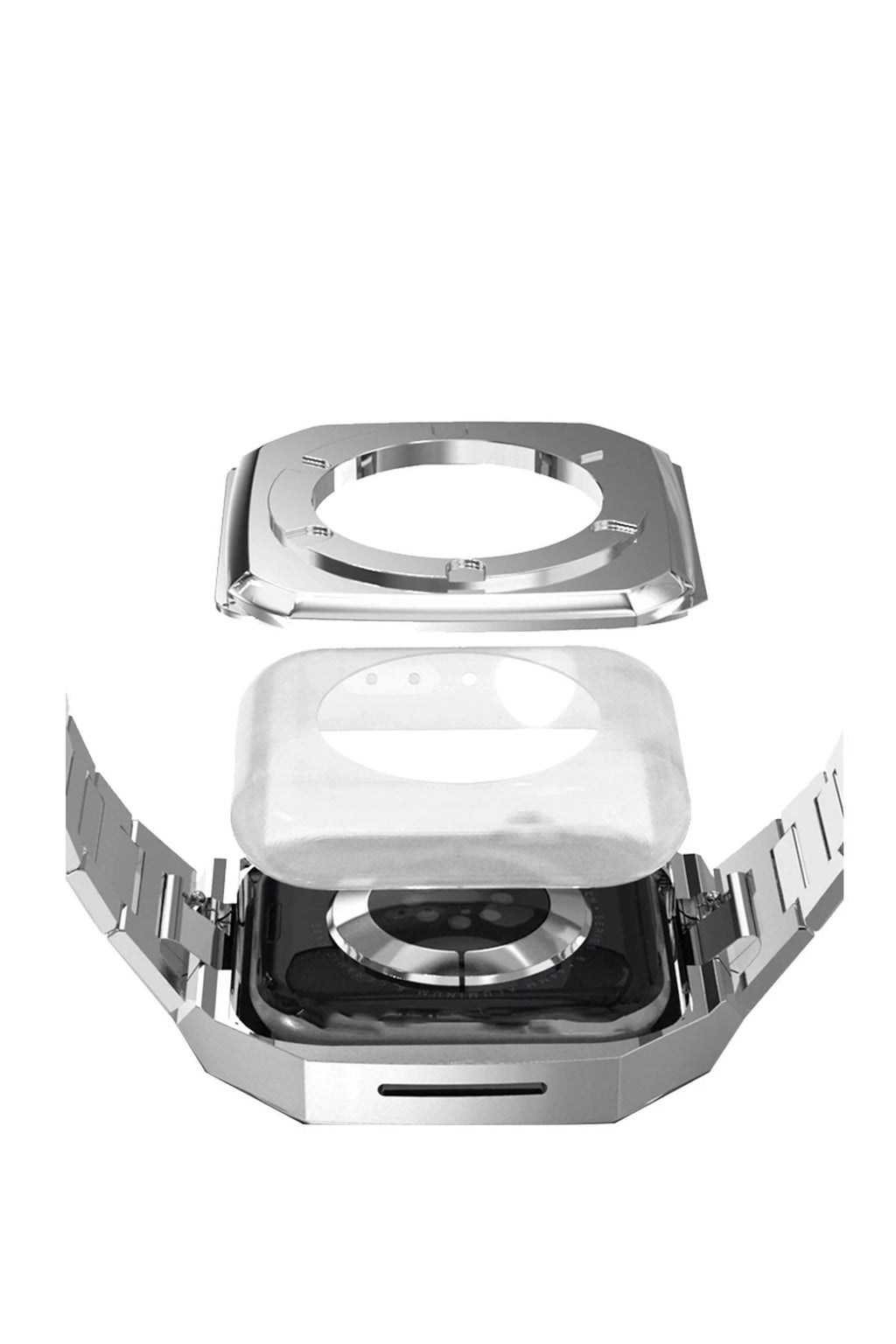 Mey İthalat® Watch 45mm Metal Petek Kasalı Kordon - Gümüş
