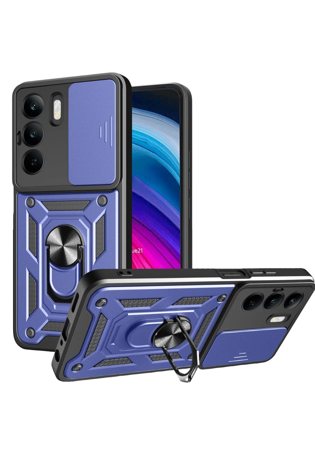 Mey İthalat® Realme C75 4G Kılıf Pars Lens Yüzüklü Silikon - Lacivert