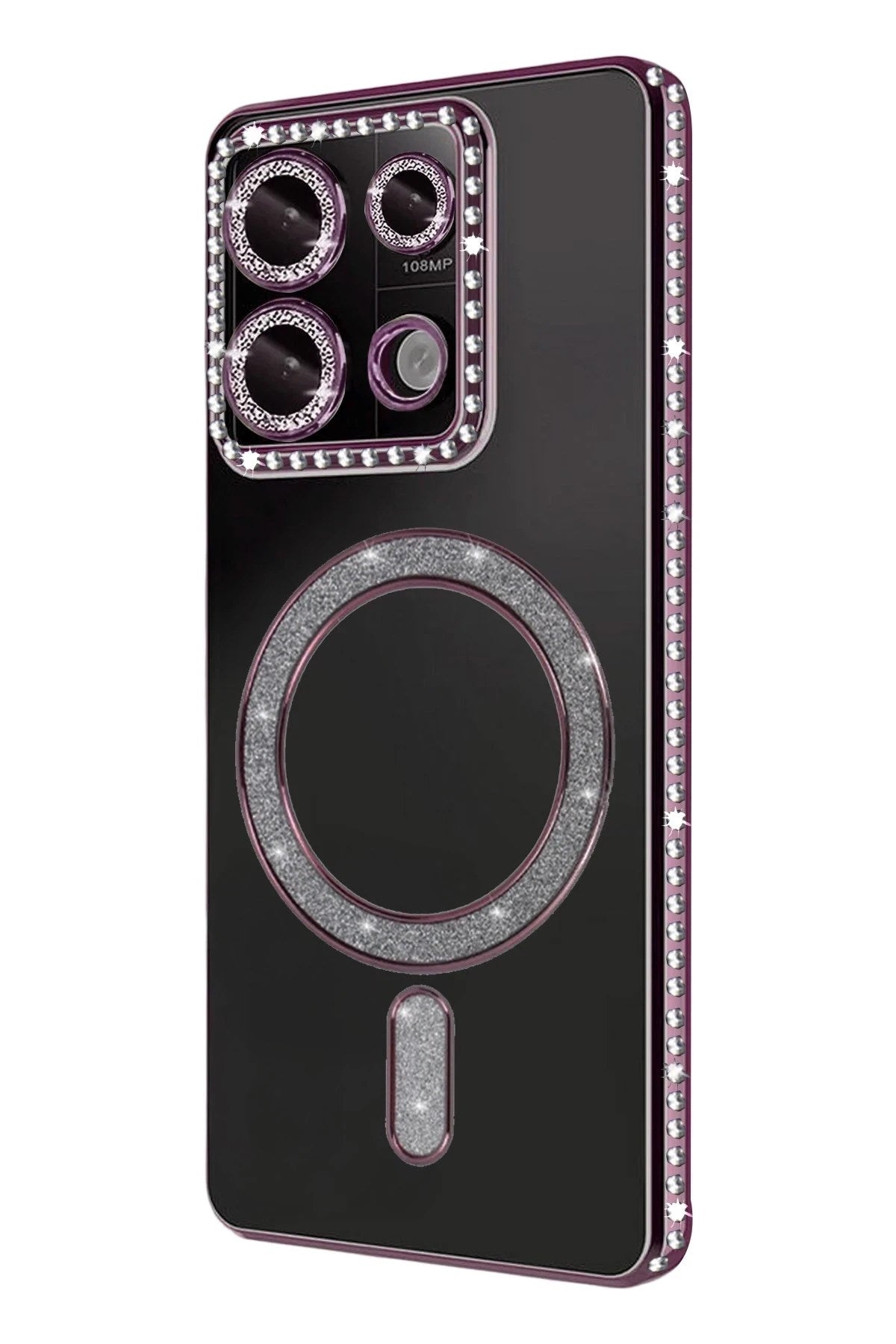 Mey İthalat® Redmi 13C Joke Simli Magneticsafe Kılıf - Pembe