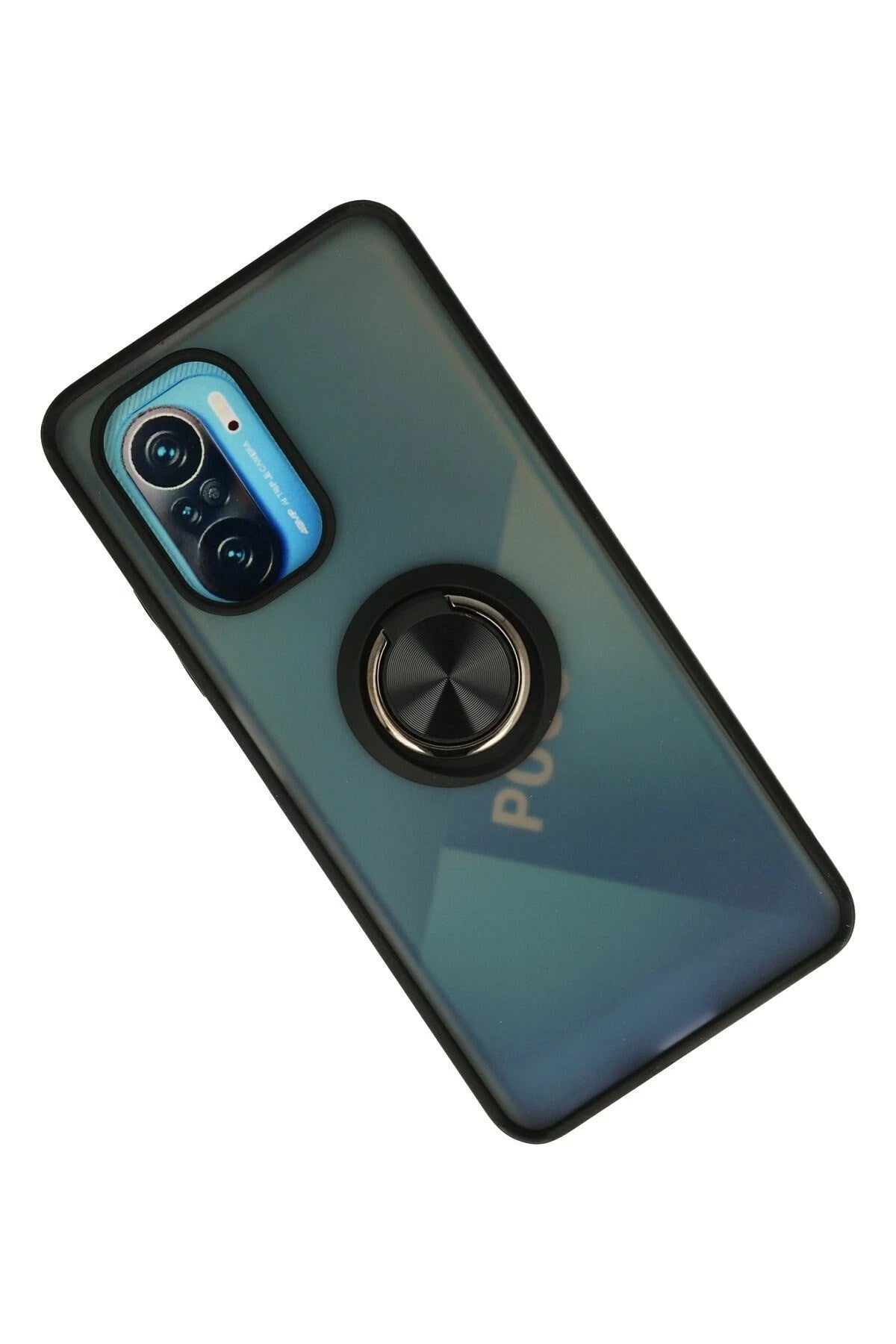 Mey İthalat® Redmi K40 Kılıf Montreal Yüzüklü Silikon Kapak - Siyah